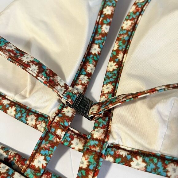 Zimmermann Sz 2 (6/8) Floral Swimsuit One Piece Cutout Halter Bikini - Picture 4 of 10